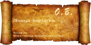 Obonya Boglárka névjegykártya